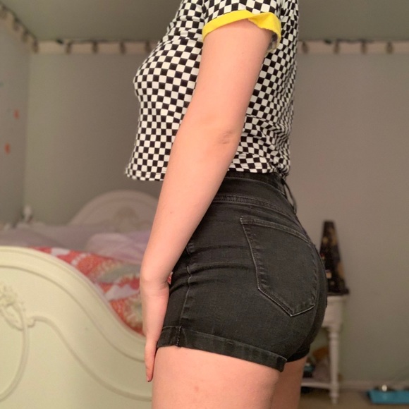 Black High Waisted Shorts - Picture 2 of 4